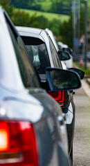 traffic jam in a mountain village