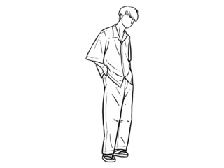 man wearing a suit making a confident gesture. Hand written lettering isolated on white background.Vector template for poster, social network, banner, cards.