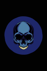 Skull blue vector illustration