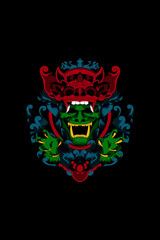 Skull with monster vector illustration