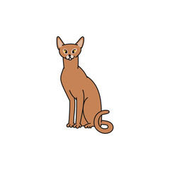 cat breed abyssinian contour sketch doodle illustration.