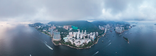 epic panorama of Wah Fu Estate in Aberdeen, Hong Kong