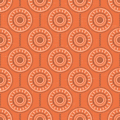 Seamless vector repeat, abstract bohemian geometric pattern, in brown, white, terracotta background, wallpaper for textiles, fabric, fashion, homeware