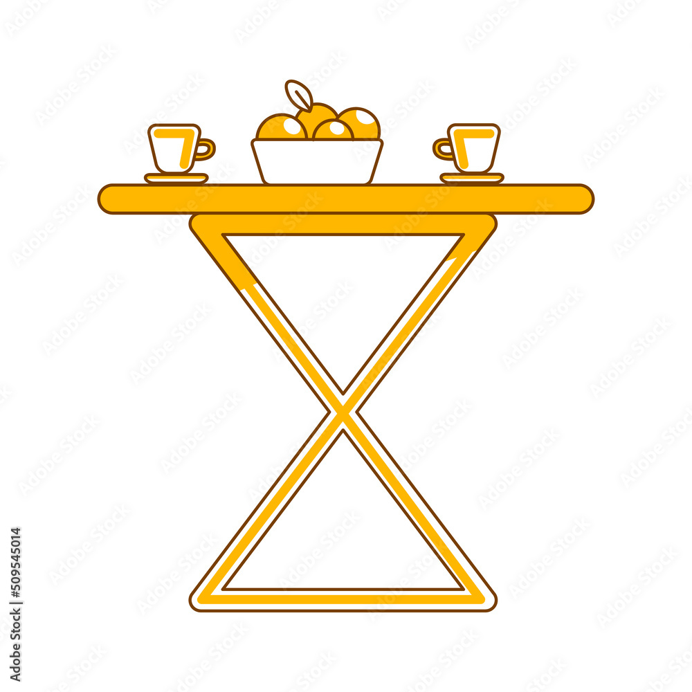 Poster coffee table semi flat color vector object. full sized item on white. folding table. coffee break. o