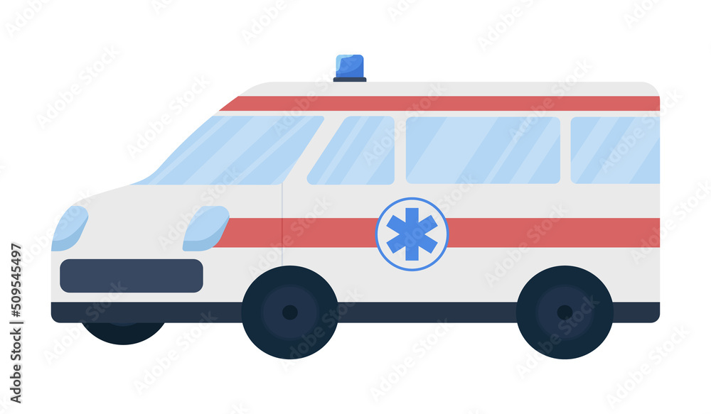 Aufkleber ambulance car semi flat color vector object. emergency medical help. editable figure. full sized ite