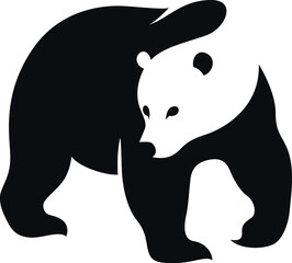Silhouette of Brown Bear (Grizzly) with Negative Space Design