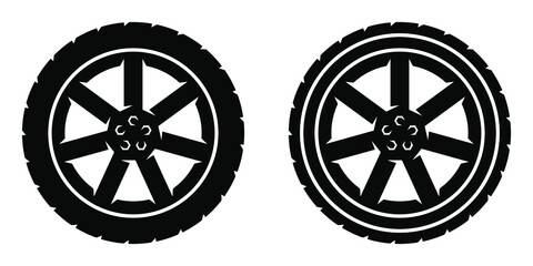 Two black vector tires with disks and bolts