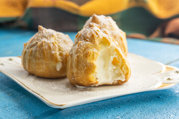 Profiteroles Recipe - Cream Puffs Recipe - Perfect Choux Pastry. food concept