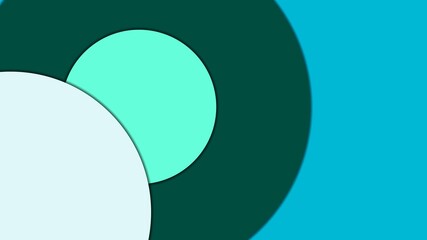 Abstract geometric vector background in Material design style with a limited harmonized palette, with concentric circles and rotated rectangles with shadows, imitating cut paper.