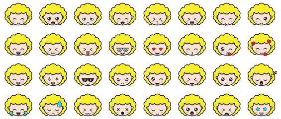 Cute blonde girl emoticon cartoon illustration