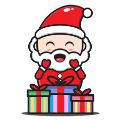 cute santa claus cartoon illustration celebrating christmas