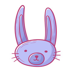 Children plush toy hare. Isolated cute doodle illustration.