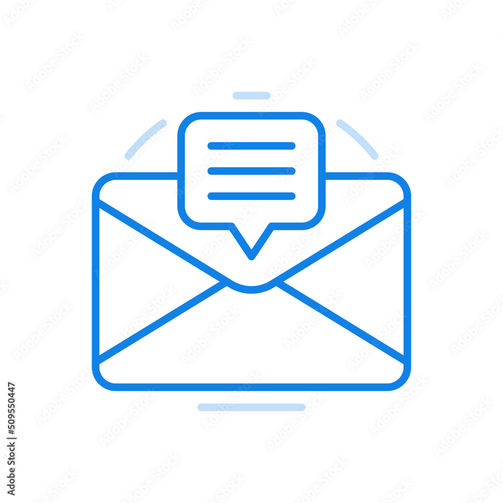 Poster message with documentation vector line icon. information letter with important corporate data.