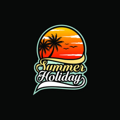 summer holiday beach logo design