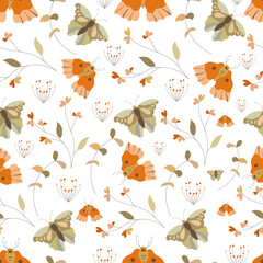 Fototapeta na wymiar seamless pattern with cute butterfly background