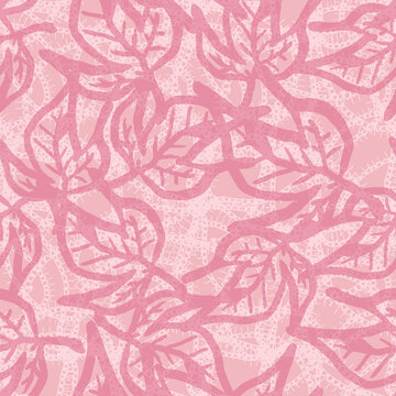 A pink leaves texture seamless vector pattern