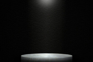 The empty white marble cylinder shape of product display Podium, Stand for showing or design blank...