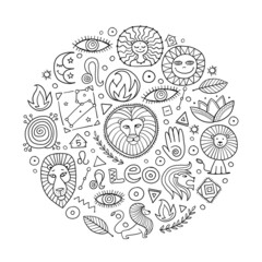 Leo Zodiac Sign. Background with design elements