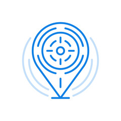 Search target location vector line icon. Navigational search marker with crosshair in center.