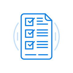 Worksheet with tests vector line icon. Checklist of questions with answer boxes.