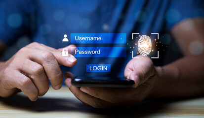 Secure online access with a password and login page to manage personal profile accounts. Safe...
