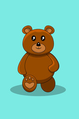 Cute Walking Bear Cartoon Illustration