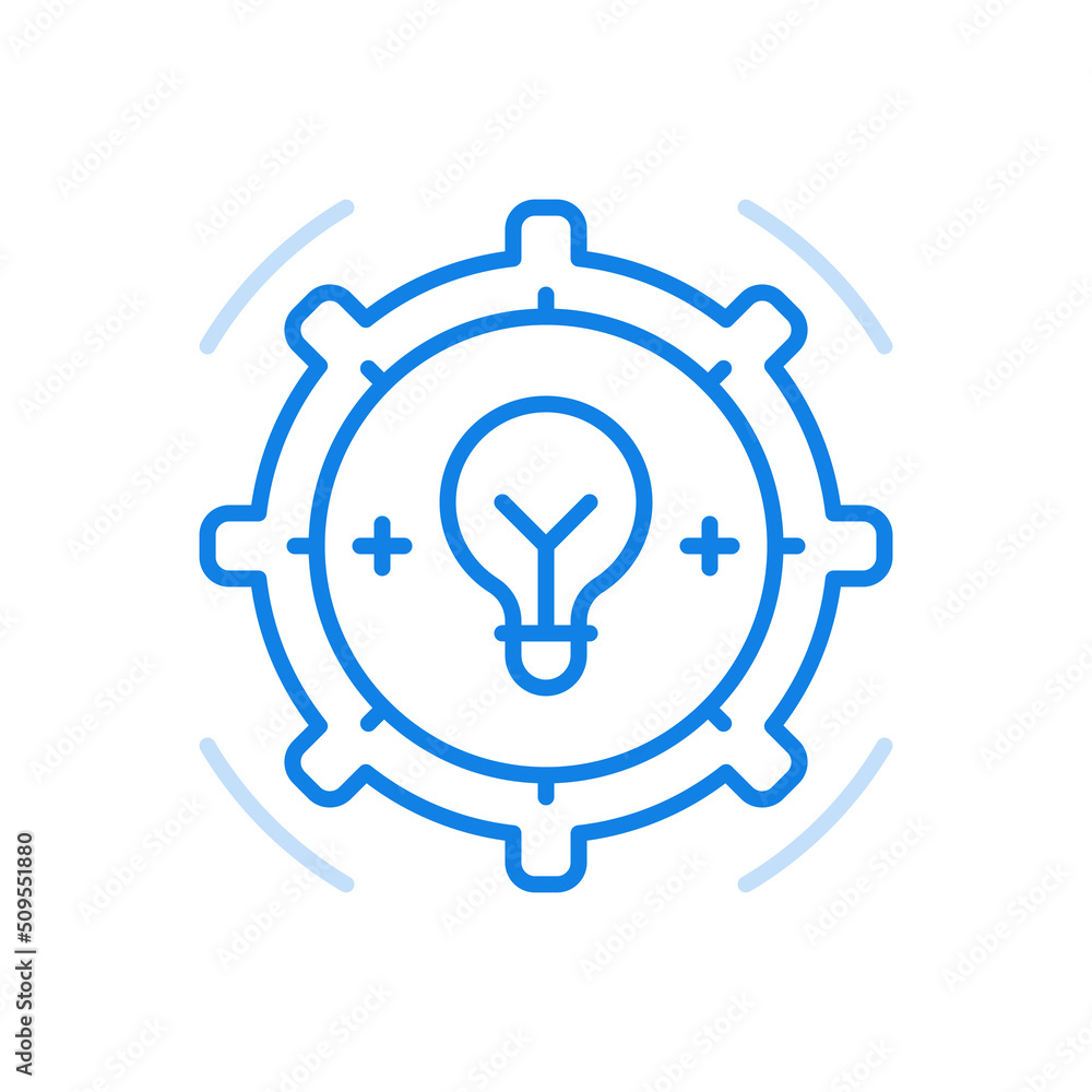 Poster idea formation process vector line icon. constructive creative thinking and successful brainstorming