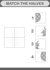 Match halves of Pineapple. Worksheet for kids