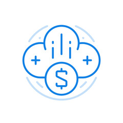Cloud business surfing vector line icon. Online investment management and remote marketing connectivity.