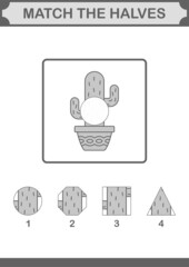 Match halves of Cactus. Worksheet for kids