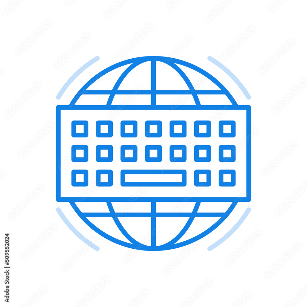 Poster global internet vector line icon. modern online network with worldwide connection.