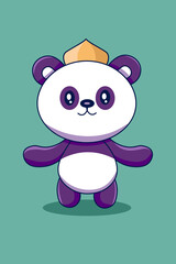 Cute Panda with Hat Cartoon Illustration
