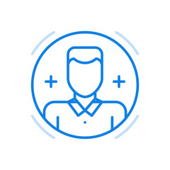 Custom avatar vector line icon. Social web portrait of character in circle.