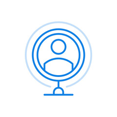 Symbol character icon vector line. Abstract profile drawn in circle on stand.