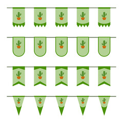 Set of colored Flags with Cactus