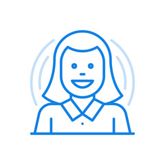 Smiling female character vector line icon. Cute abstract profile of young girl.