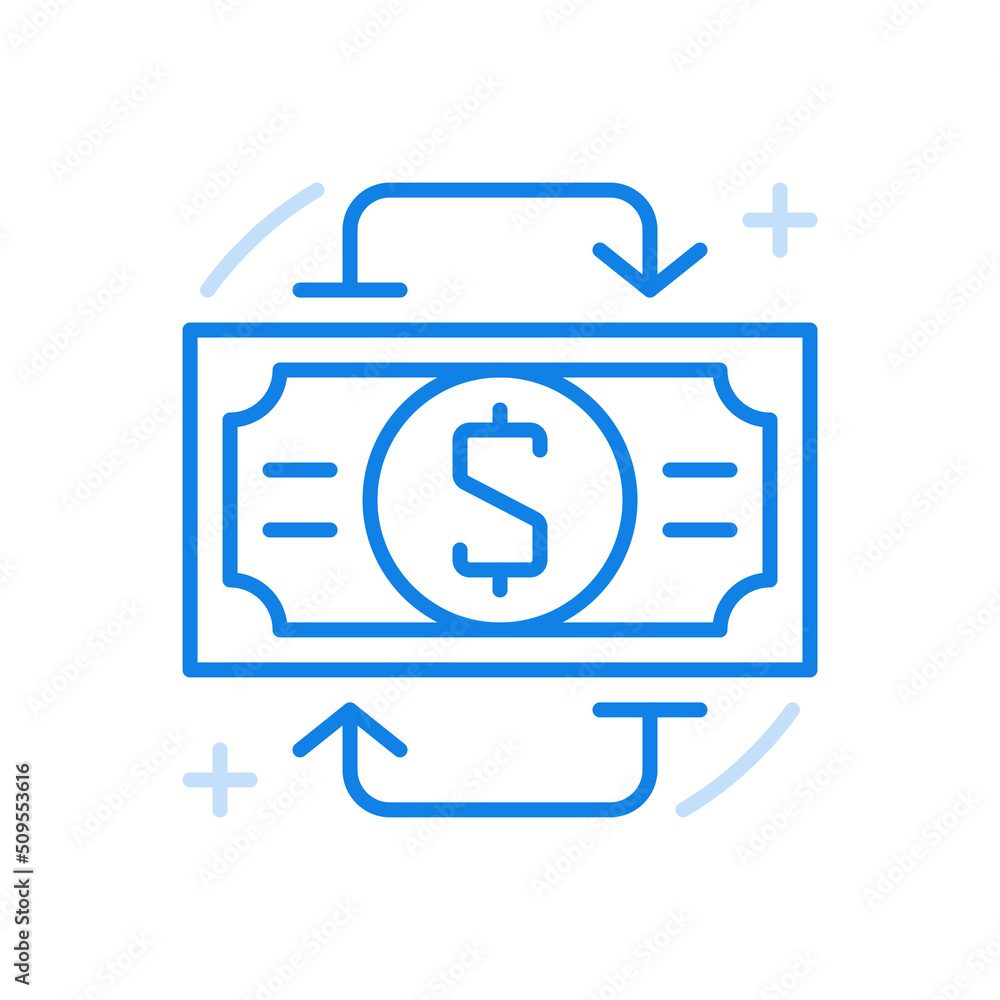 Poster currency exchange vector line icon. financial transactions of individual and banking segment.