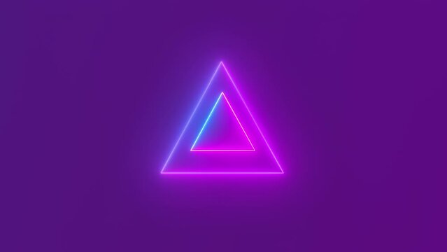 Beautiful neon triangles flying demonstrating a techno digital opener