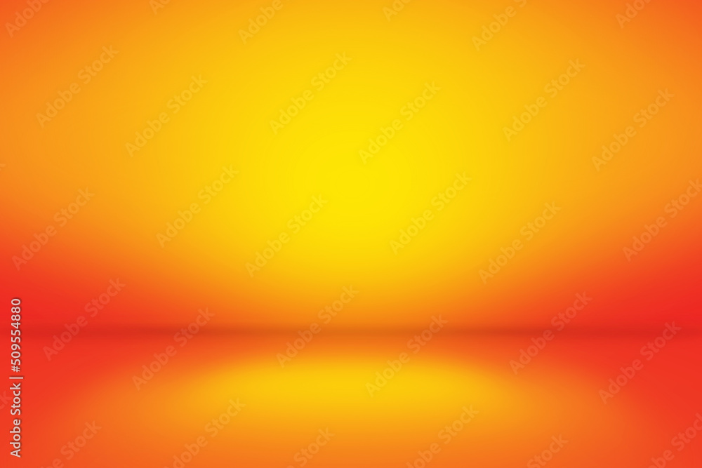 Poster yellow and orange empty room studio gradient used for background design and display your product