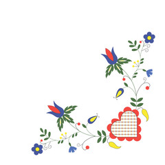 Traditional Polish ornament. Kashubian embroidery. Floral folk vector illustration. - obrazy, fototapety, plakaty