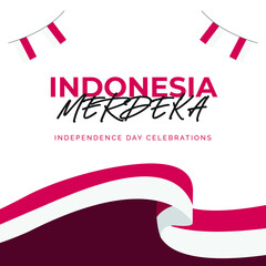 Indonesia waving flag independence day design template. 17 august