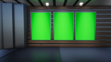 3D Virtual TV Studio News, Backdrop For TV Shows .TV On Wall.3D Virtual News Studio Background, Loop	