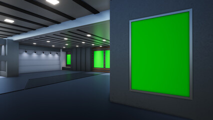 3D Virtual TV Studio News, Backdrop For TV Shows .TV On Wall.3D Virtual News Studio Background, Loop	