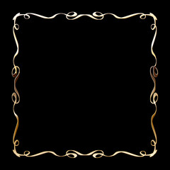 Vector luxury golden frame. Ornamental shiny gold decorative design element.