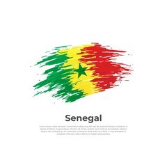Senegal flag. Brush strokes. Brush painted senegalese flag on a light background. Vector design national poster, template. Place for text. State patriotic banner of senegal, cover. Copy space