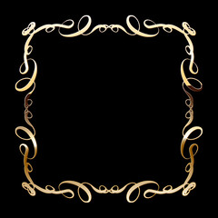 Vector luxury golden frame. Ornamental shiny gold decorative design element.