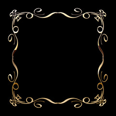 Vector luxury golden frame. Ornamental shiny gold decorative design element.