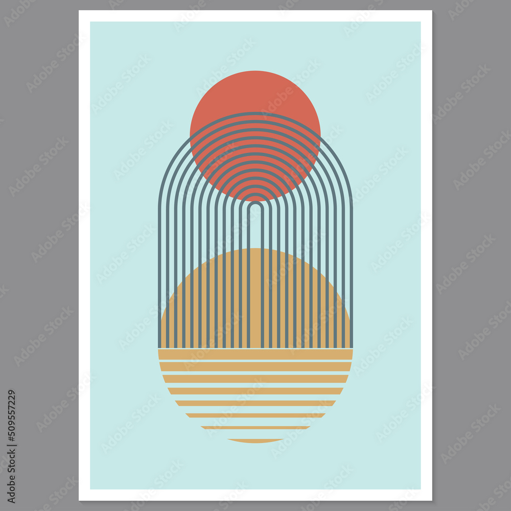 Canvas Prints abstract geometric art with arch and circles. modern boho background. line arc shapes, sun design. c