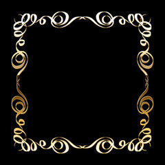 Vector luxury golden frame. Ornamental shiny gold decorative design element.