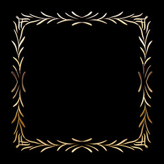Vector luxury golden frame. Ornamental shiny gold decorative design element.